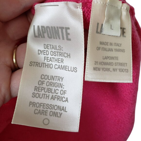 NEW Lapointe Cashmere Ostrich Feather Embroidered Crop Top Hot Pink Boho Chic - Picture 7 of 11